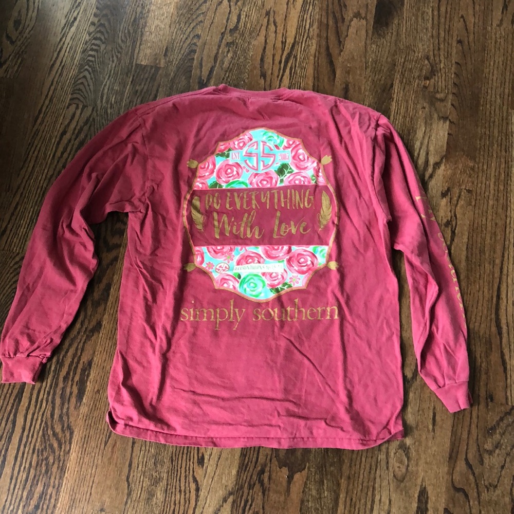 Light red long sleeve simply southern tee